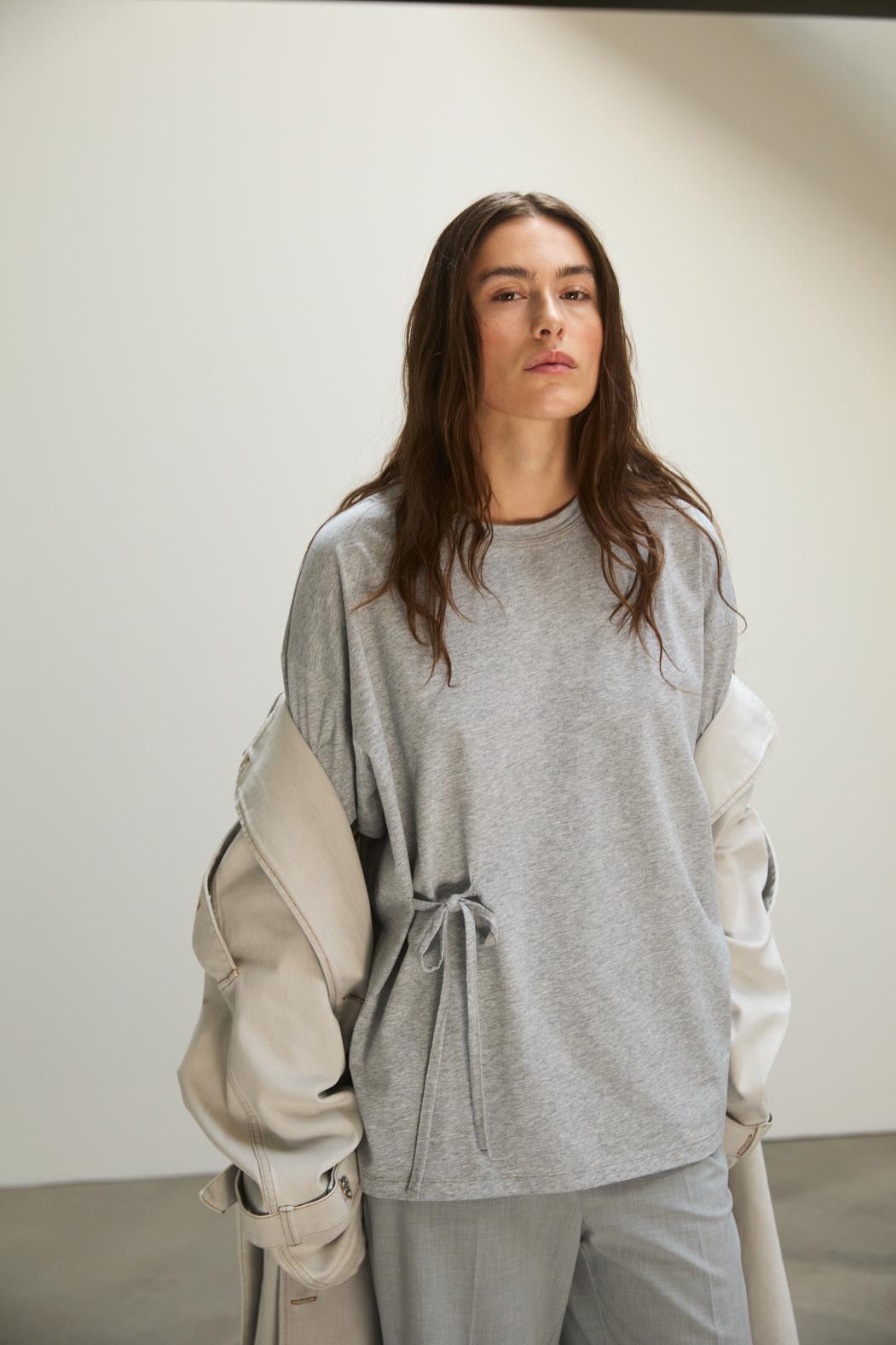 BLANCHE Copenhagen Main-BL Tee with Ties T-shirts and Tops 7721 Grey Melange